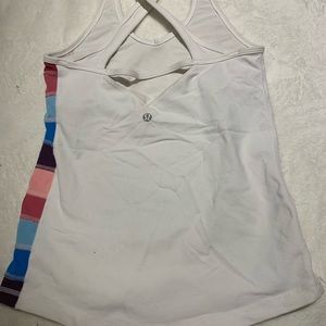 lululemon athletica Tops - Rare Lululemon tank Size 4 white w/ color stripe lululemon athletica Tops - Rare Lululemon tank Size 4 white w/ color stripe